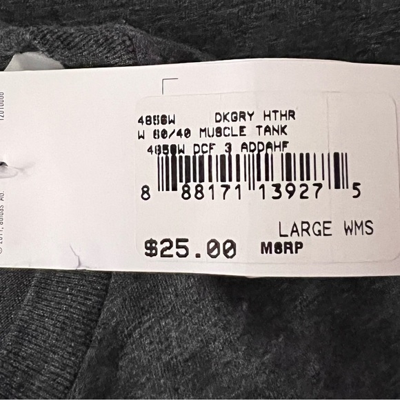 ADIDAS Women’s Dark Gray Heather Logo Shiny Foil Muscle Tank New With Tags - Picture 6 of 7